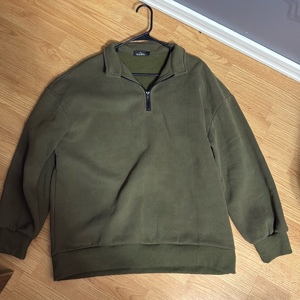 “Trendy Queen” Olive green Oversized Quater Zip